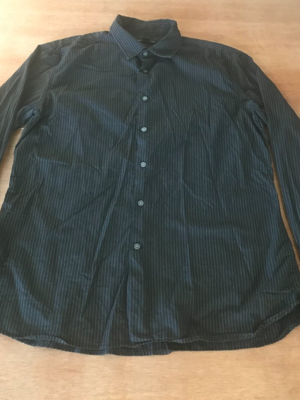John Varvatos Dress Shirt Men L Black Striped Button Up Long Sleeve Collared